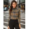 imageAllegra K Womens Striped Top Long Sleeve Casual Slim Turtleneck Fall Christmas Party Shirt 2025Brown