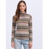 imageAllegra K Womens Striped Top Long Sleeve Casual Slim Turtleneck Fall Christmas Party Shirt 2025Brown Striped
