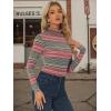 imageAllegra K Womens Striped Top Long Sleeve Casual Slim Turtleneck Fall Christmas Party Shirt 2025Red Striped