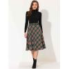 imageAllegra K Womens Tartan Plaid High Waist Belted Vintage ALine Midi SkirtGreen Red