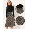 imageAllegra K Womens Tartan Plaid High Waist Belted Vintage ALine Midi SkirtGreen Red