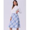 imageAllegra K Womens Tartan Plaid High Waist Belted Vintage ALine Midi SkirtLight Blue