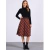 imageAllegra K Womens Tartan Plaid High Waist Belted Vintage ALine Midi SkirtOrange