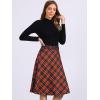imageAllegra K Womens Tartan Plaid High Waist Belted Vintage ALine Midi SkirtOrange
