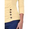 imageAllegra K Womens V Neck Blouse 34 Sleeves Solid Knitted Buttons Decor Ruched TopApricot