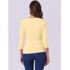 imageAllegra K Womens V Neck Blouse 34 Sleeves Solid Knitted Buttons Decor Ruched TopApricot