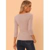 imageAllegra K Womens V Neck Blouse 34 Sleeves Solid Knitted Buttons Decor Ruched TopBeige Pink