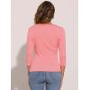 imageAllegra K Womens V Neck Blouse 34 Sleeves Solid Knitted Buttons Decor Ruched TopCoral Pink