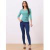 imageAllegra K Womens V Neck Blouse 34 Sleeves Solid Knitted Buttons Decor Ruched TopDark Cyan