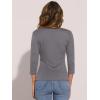 imageAllegra K Womens V Neck Blouse 34 Sleeves Solid Knitted Buttons Decor Ruched TopDark Grey