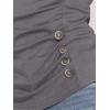imageAllegra K Womens V Neck Blouse 34 Sleeves Solid Knitted Buttons Decor Ruched TopDark Grey