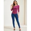 imageAllegra K Womens V Neck Blouse 34 Sleeves Solid Knitted Buttons Decor Ruched TopGrape Purple