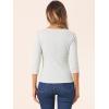 imageAllegra K Womens V Neck Blouse 34 Sleeves Solid Knitted Buttons Decor Ruched TopLight Gray