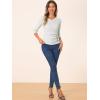 imageAllegra K Womens V Neck Blouse 34 Sleeves Solid Knitted Buttons Decor Ruched TopLight Gray