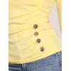 imageAllegra K Womens V Neck Blouse 34 Sleeves Solid Knitted Buttons Decor Ruched TopLight Yellow