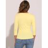 imageAllegra K Womens V Neck Blouse 34 Sleeves Solid Knitted Buttons Decor Ruched TopLight Yellow