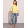 imageAllegra K Womens V Neck Blouse 34 Sleeves Solid Knitted Buttons Decor Ruched TopLight Yellow