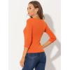 imageAllegra K Womens V Neck Blouse 34 Sleeves Solid Knitted Buttons Decor Ruched TopOrange