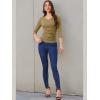 imageAllegra K Womens V Neck Blouse 34 Sleeves Solid Knitted Buttons Decor Ruched TopTan