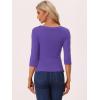 imageAllegra K Womens V Neck Blouse 34 Sleeves Solid Knitted Buttons Decor Ruched TopViolet