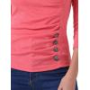 imageAllegra K Womens V Neck Blouse 34 Sleeves Solid Knitted Buttons Decor Ruched TopWatermelon Red