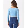 imageAllegra K Womens Velvet Long Sleeve Off Shoulder Solid Crop TopLight Blue