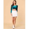 imageAllegra K Womens Velvet Long Sleeve Off Shoulder Solid Crop TopPeacock Blue
