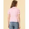 imageAllegra K Womens Vintage Peter Pan Collar Tie Neck Casual Cute Cotton ButtonUp ShirtPink