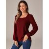 imageAllegra K Womens Vintage Square Neck Pullover Sweater Casual Puff Long Sleeve Ribbed Knit TopBurgundy