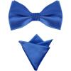 imageAllegra K Mens Solid Color PreTied Bow Tie with Matching Pocket Square Set for Wedding PartyRoyal Blue