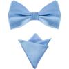 imageAllegra K Mens Solid Color PreTied Bow Tie with Matching Pocket Square Set for Wedding PartySky Blue