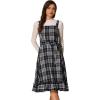 imageAllegra K Plaid Dress for Women Ruffled Sleeveless Vintage Tie Waist ALine Pinafore Overall DressesBlack White