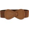 imageAllegra K Plus Size Interlock Buckle 8shaped Faux Leather Elastic Belt Cinch Waistband for LadyBrown
