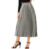 imageAllegra K Women Pleated Skirt Midi Length Elastic High Waisted A Line Metallic Shirring Party SkirtsSilver Grey