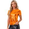 imageAllegra K Womens 80s Disco Outfit Party Club Sparkly Rainbow Metallic TopOrange