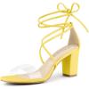imageAllegra K Womens Clear Strap Block Heels Lace Up Heels SandalsYellow