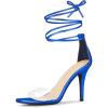 imageAllegra K Womens Clear Strap Stiletto Heel Lace Up Heels SandalsDark Blue