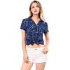 imageAllegra K Womens Cotton Classic Button Down Western Plaid ShirtBlue