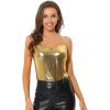 imageAllegra K Womens Metallic Shiny Halloween Party Tank Top Sleeveless Deep V Neck Camisole TopsGold