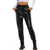 imageAllegra K Womens Metallic Trousers Christmas Shiny Sparkle Elastic Waist Holographic PantsBlack