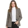 imageAllegra K Womens Notched Lapel One Button Boyfriend Blazer Suit Houndstooth Work Office Blazers JacketBrown