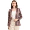 imageAllegra K Womens Notched Lapel One Button Boyfriend Blazer Suit Houndstooth Work Office Blazers JacketBrown Red