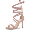 imageAllegra K Womens Open Toe Stiletto Heel Lace Up Heels SandalsDust Pink