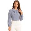 imageAllegra K Womens Peter Pan Collar Blouse Bow Tie Neck Vintage Casual Office Button Up ShirtLight Gray