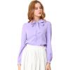 imageAllegra K Womens Peter Pan Collar Blouse Bow Tie Neck Vintage Casual Office Button Up ShirtLight Purple