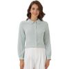 imageAllegra K Womens Peter Pan Collar Blouse Business Casual Long Sleeve Button Down Work ShirtPea Green