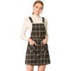 imageAllegra K Womens Plaid Overall Dress Vintage Checkered Suspender Skirt Short Pinafore DressBlackbrown