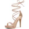 imageAllegra K Womens Platform Stiletto Heels Lace Up SandalsNude