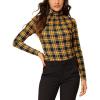 imageAllegra K Womens Striped Top Long Sleeve Casual Slim Turtleneck Fall Christmas Party Shirt 2025Yellow