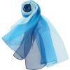 imageuxcell Long Chiffon Lightweight Sheer Wedding Scarf Silky Gradient Color Party Shawl Spring Summer Beach Wrap for WomenDark Light Blue